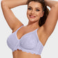 Elegant Purple Full Coverage Lace Minimizer Bra for Plus Size Support