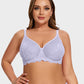 Elegant Purple Full Coverage Lace Minimizer Bra for Plus Size Support