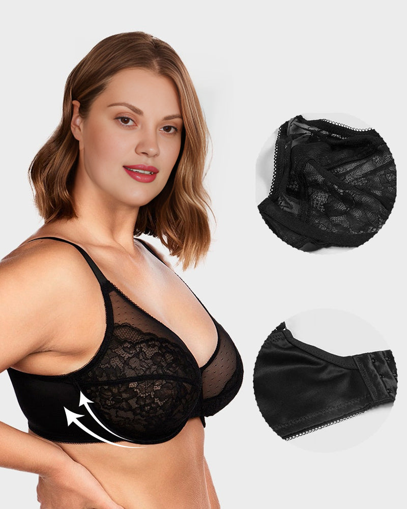 Shecurve Women's Elegant Full Coverage Lace Minimizer Bra with Underwire Support
