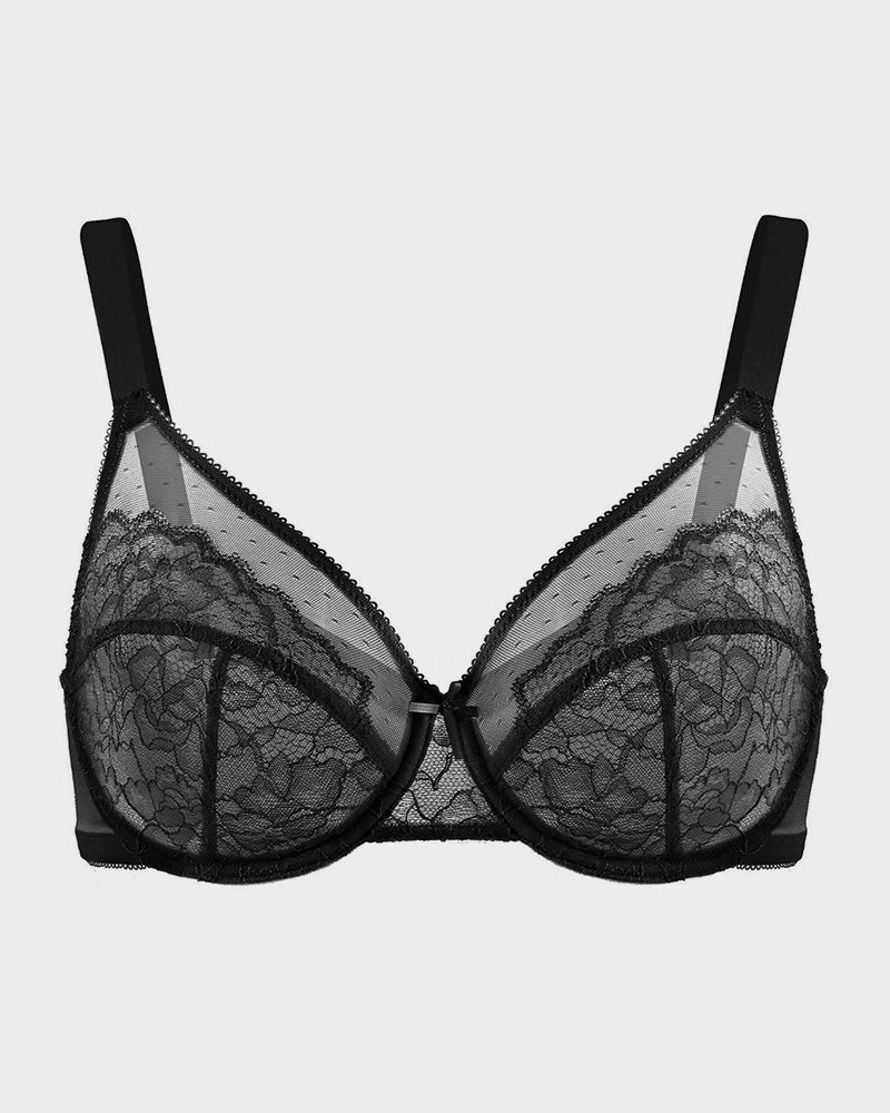 Shecurve Women's Elegant Full Coverage Lace Minimizer Bra with Underwire Support