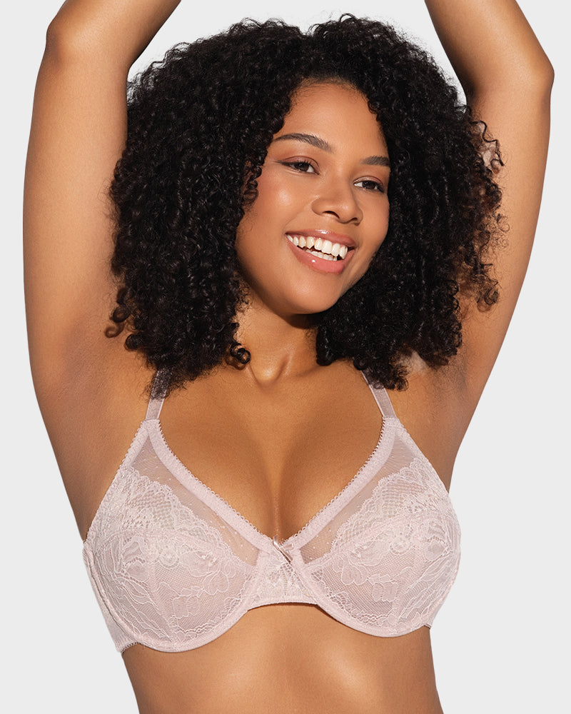 Shecurve Women's Elegant Full Coverage Lace Minimizer Bra with Underwire Support