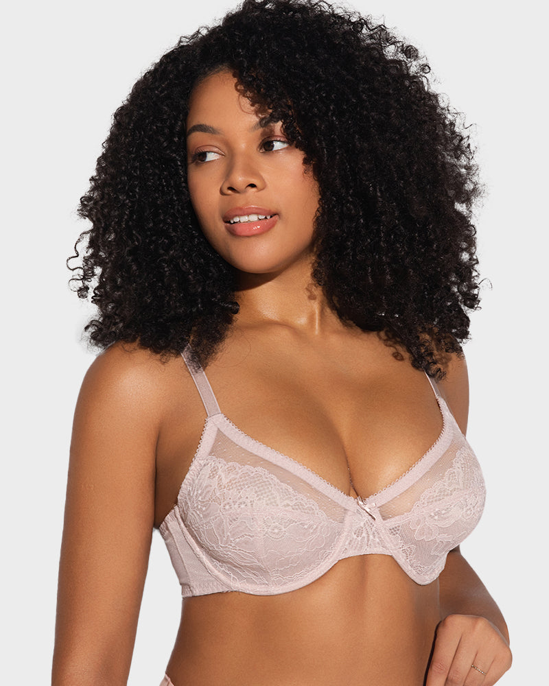 Shecurve Women's Elegant Full Coverage Lace Minimizer Bra with Underwire Support