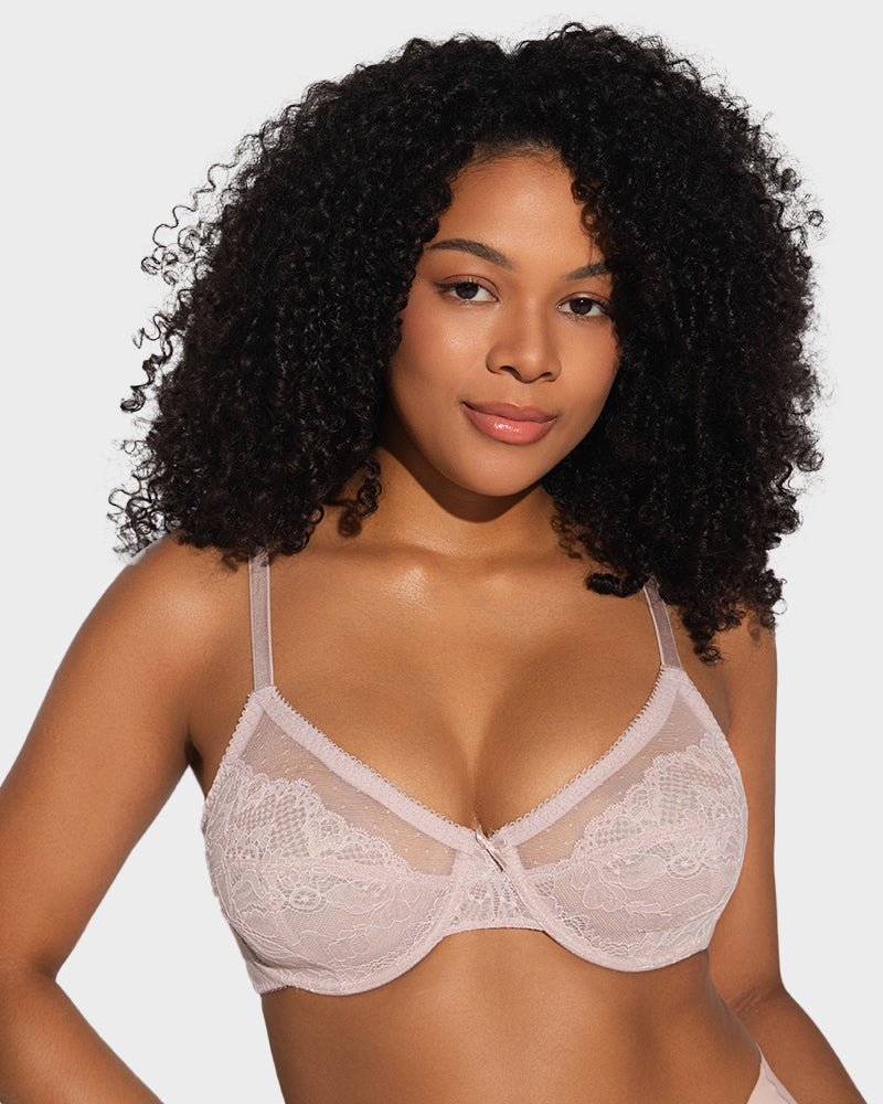 Shecurve Women's Elegant Full Coverage Lace Minimizer Bra with Underwire Support