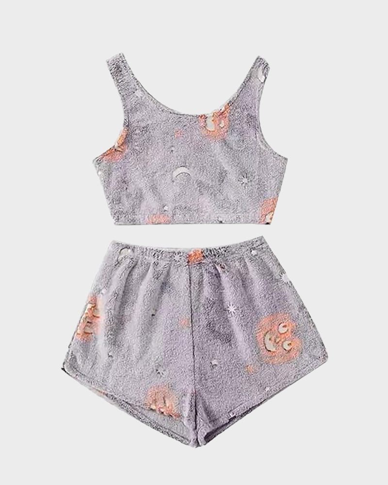 Cozy Glow-in-the-Dark Flannel Pajama Set with Spooky Pumpkin & Ghost