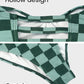 Chic Green Check Short Sleeve Modest One-Piece Swimsuit for Women