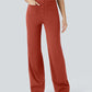 Stylish High-Waist Button Front Straight-Leg Pants - Comfortable Stretch Fabric Trousers