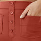 Stylish High-Waist Button Front Straight-Leg Pants - Comfortable Stretch Fabric Trousers