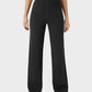 Stylish High-Waist Button Front Straight-Leg Pants - Comfortable Stretch Fabric Trousers