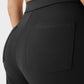 Stylish High-Waist Button Front Straight-Leg Pants - Comfortable Stretch Fabric Trousers