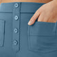 Stylish High-Waist Button Front Straight-Leg Pants - Comfortable Stretch Fabric Trousers