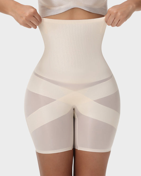 Ultimate High-Waist Cross Compression Shaping Shorts: Sculpt, Lift, and Smooth