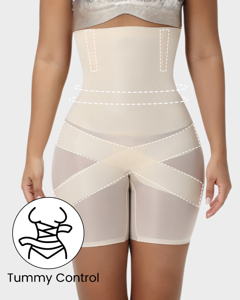 Ultimate High-Waist Cross Compression Shaping Shorts: Sculpt, Lift, and Smooth