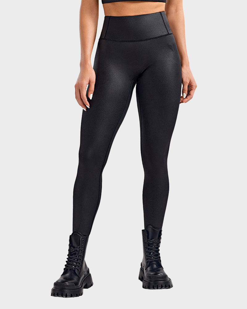 High-Waist Faux Leather Cargo Leggings: Sculpting, Squat-Proof, Breathable, with Pockets