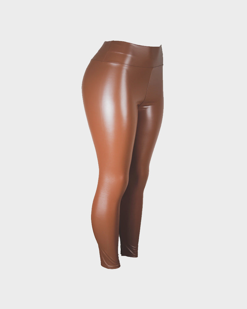 Stylish High-Waist Faux Leather Leggings: Matte, Glossy, Fleece-Lined, Tummy Control