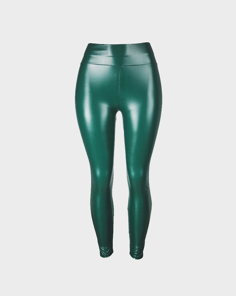 Stylish High-Waist Faux Leather Leggings: Matte, Glossy, Fleece-Lined, Tummy Control