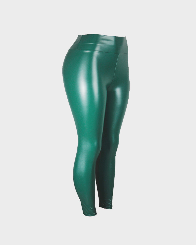 Stylish High-Waist Faux Leather Leggings: Matte, Glossy, Fleece-Lined, Tummy Control