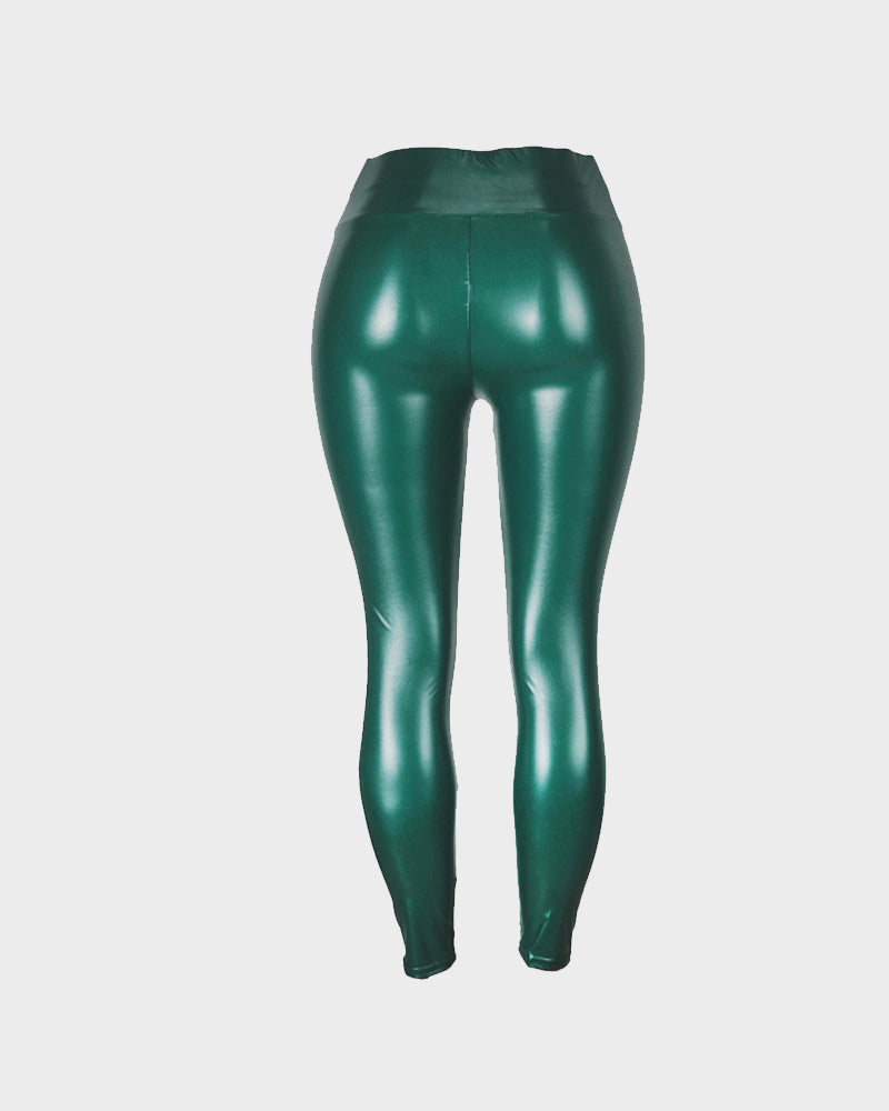 Stylish High-Waist Faux Leather Leggings: Matte, Glossy, Fleece-Lined, Tummy Control