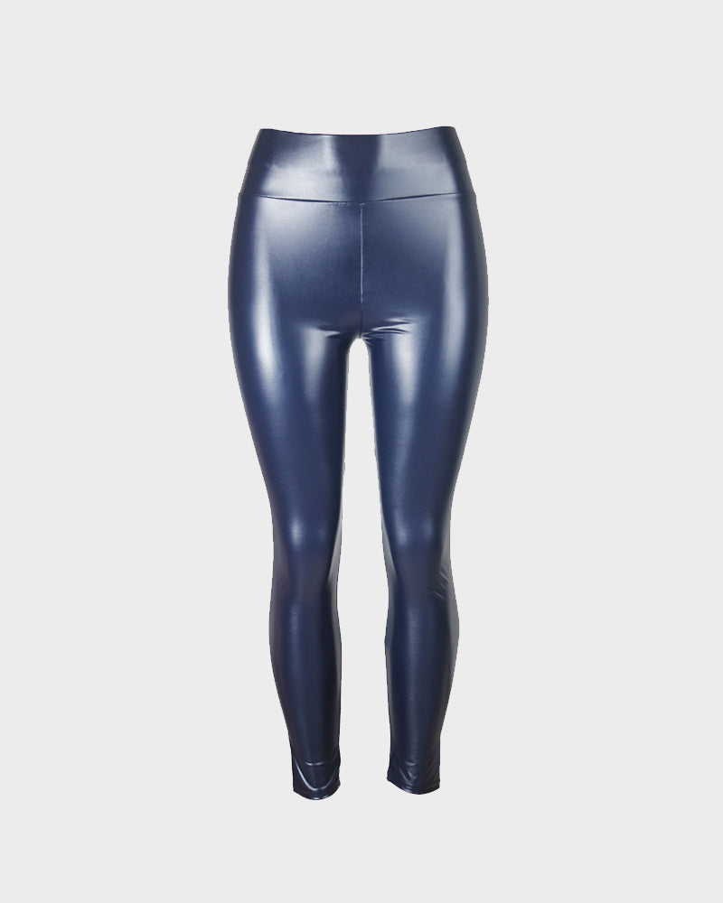 Stylish High-Waist Faux Leather Leggings: Matte, Glossy, Fleece-Lined, Tummy Control