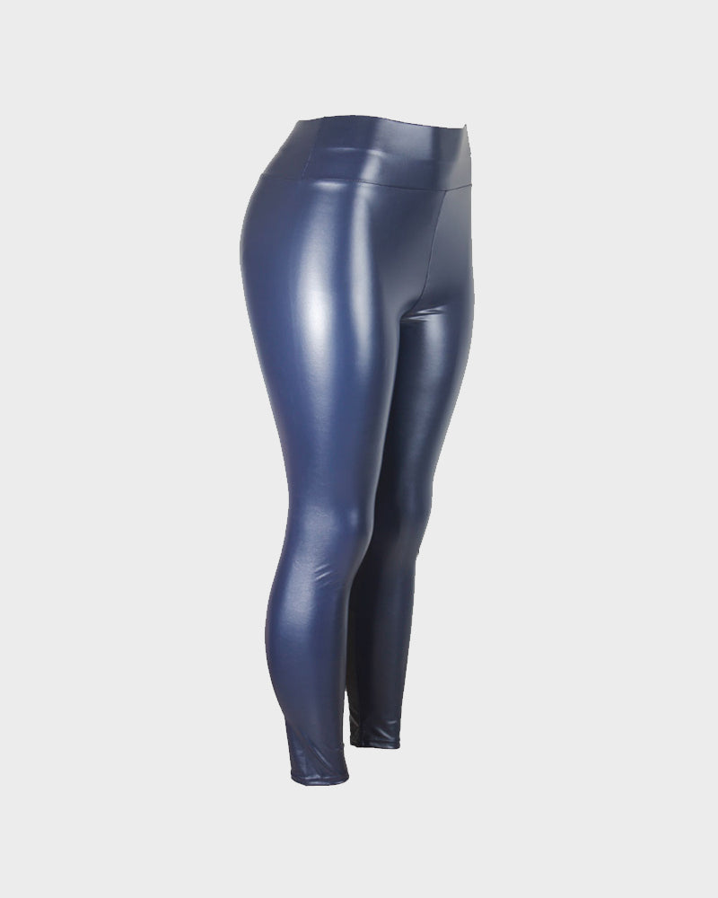 Stylish High-Waist Faux Leather Leggings: Matte, Glossy, Fleece-Lined, Tummy Control