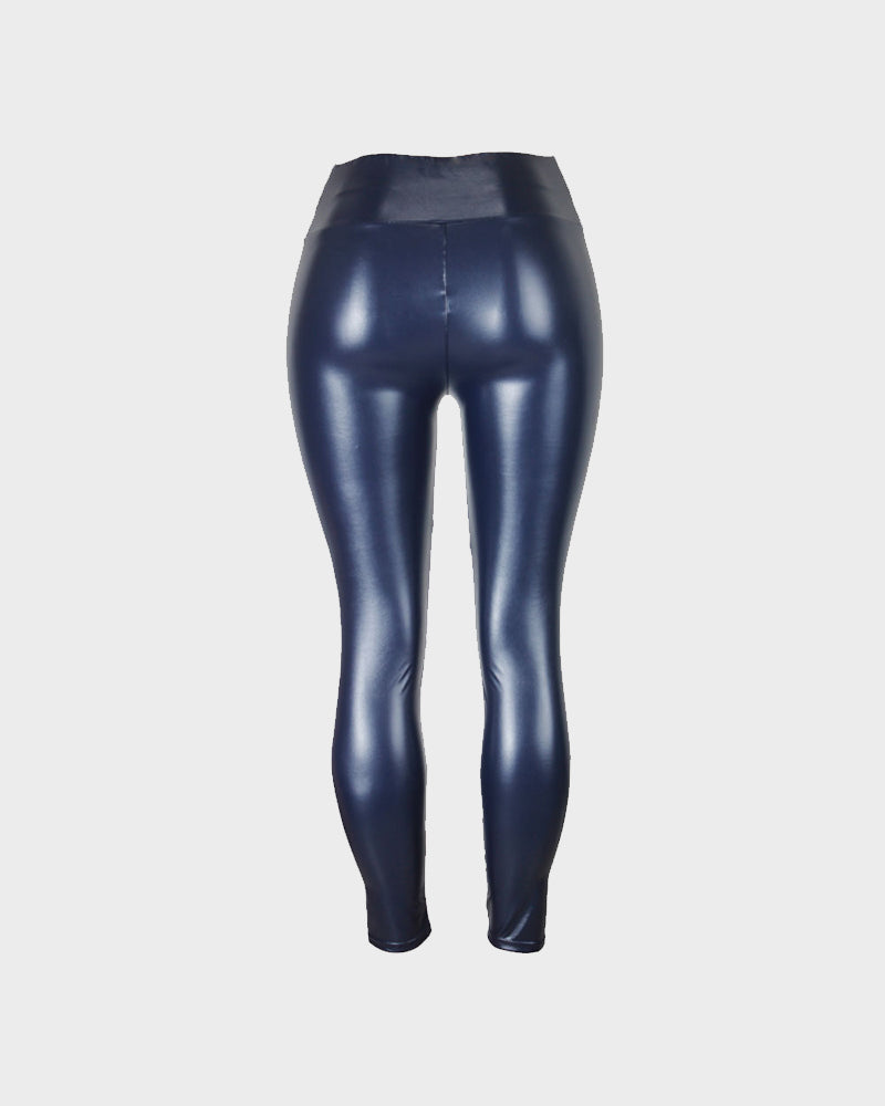 Stylish High-Waist Faux Leather Leggings: Matte, Glossy, Fleece-Lined, Tummy Control