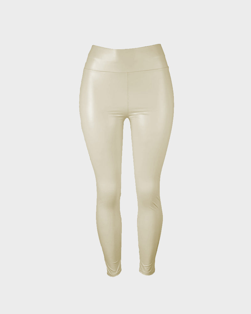 Stylish High-Waist Faux Leather Leggings: Matte, Glossy, Fleece-Lined, Tummy Control