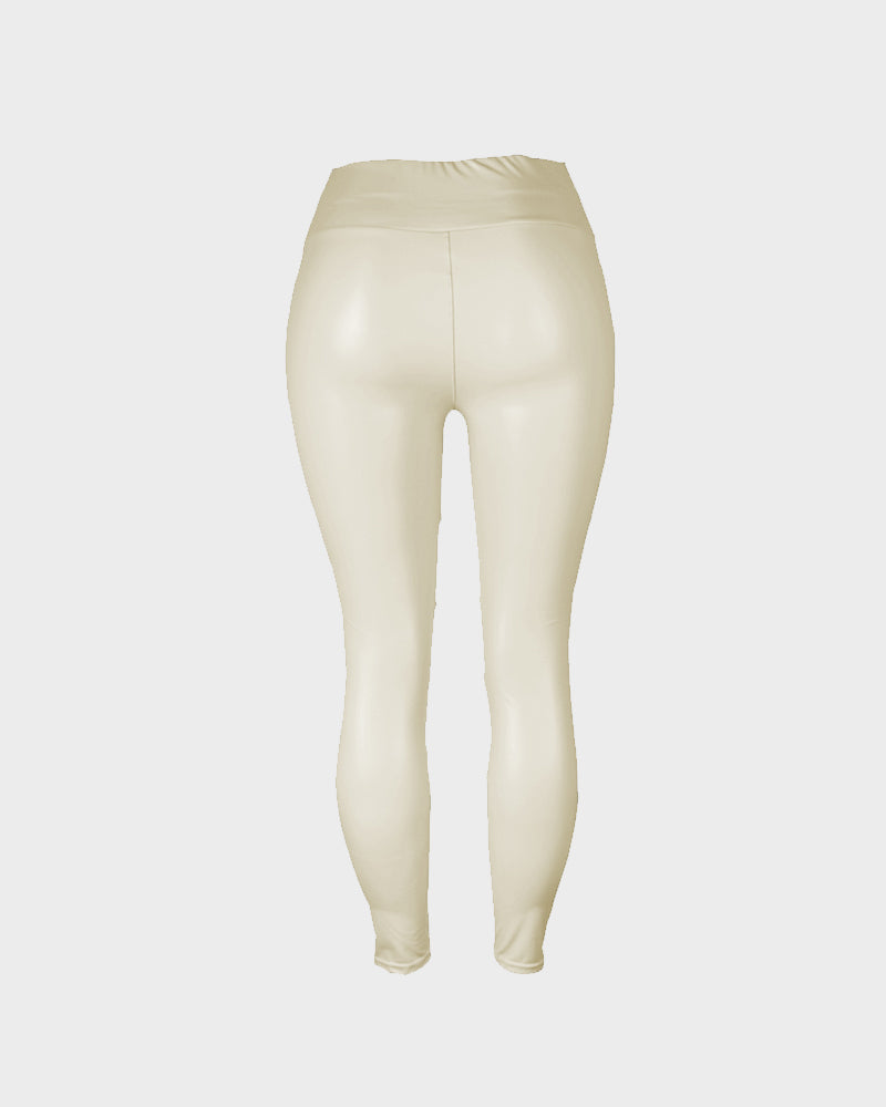 Stylish High-Waist Faux Leather Leggings: Matte, Glossy, Fleece-Lined, Tummy Control