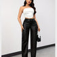 Chic High-Waist Faux Leather Straight-Leg Pants with Pockets for Women
