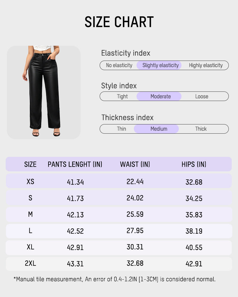 Chic High-Waist Faux Leather Straight-Leg Pants with Pockets for Women