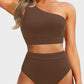 High-Waist One-Shoulder Tummy Control Bikini Set