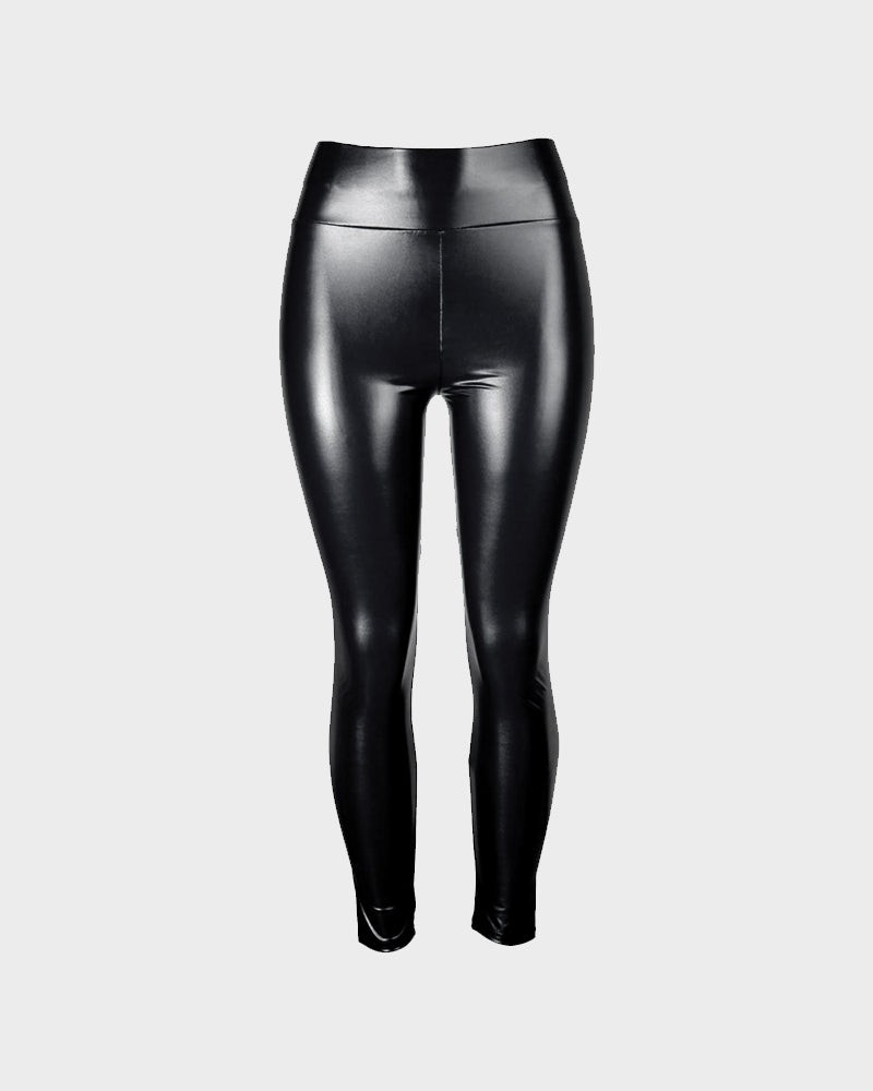 Stylish High-Waist Faux Leather Leggings: Matte, Glossy, Fleece-Lined, Tummy Control