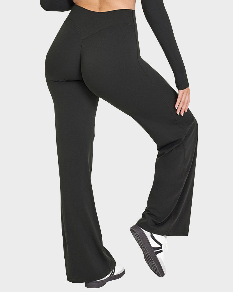 Ultra-Flattering High-Waisted Wide-Leg Yoga Lounge Pants with Tummy Control