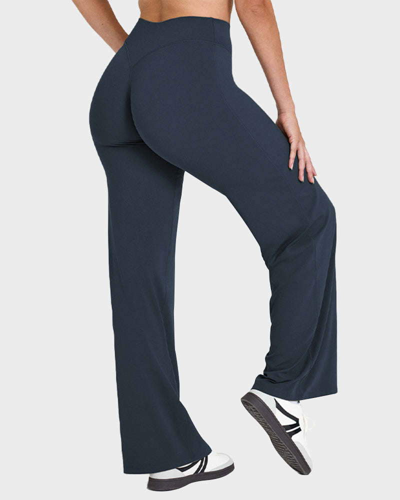 Ultra-Flattering High-Waisted Wide-Leg Yoga Lounge Pants with Tummy Control