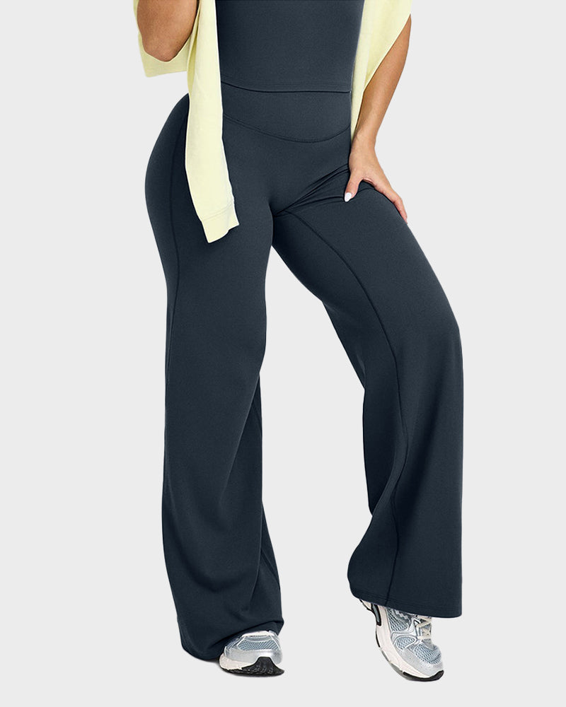 Ultra-Flattering High-Waisted Wide-Leg Yoga Lounge Pants with Tummy Control
