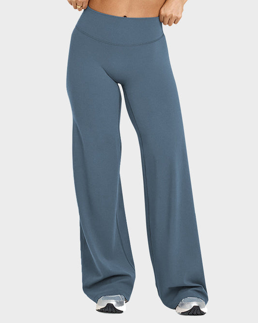 Ultra-Flattering High-Waisted Wide-Leg Yoga Lounge Pants with Tummy Control