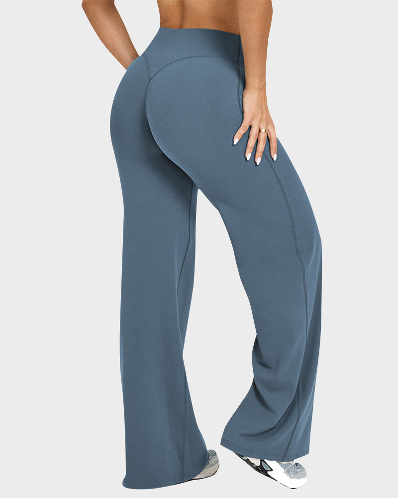 Ultra-Flattering High-Waisted Wide-Leg Yoga Lounge Pants with Tummy Control