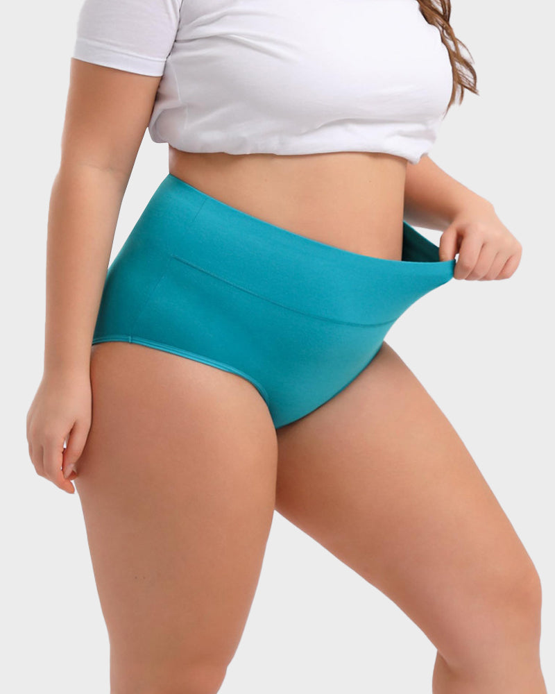 Women's Soft Cotton High-Waist Full Coverage Briefs Underwear 4-Pack