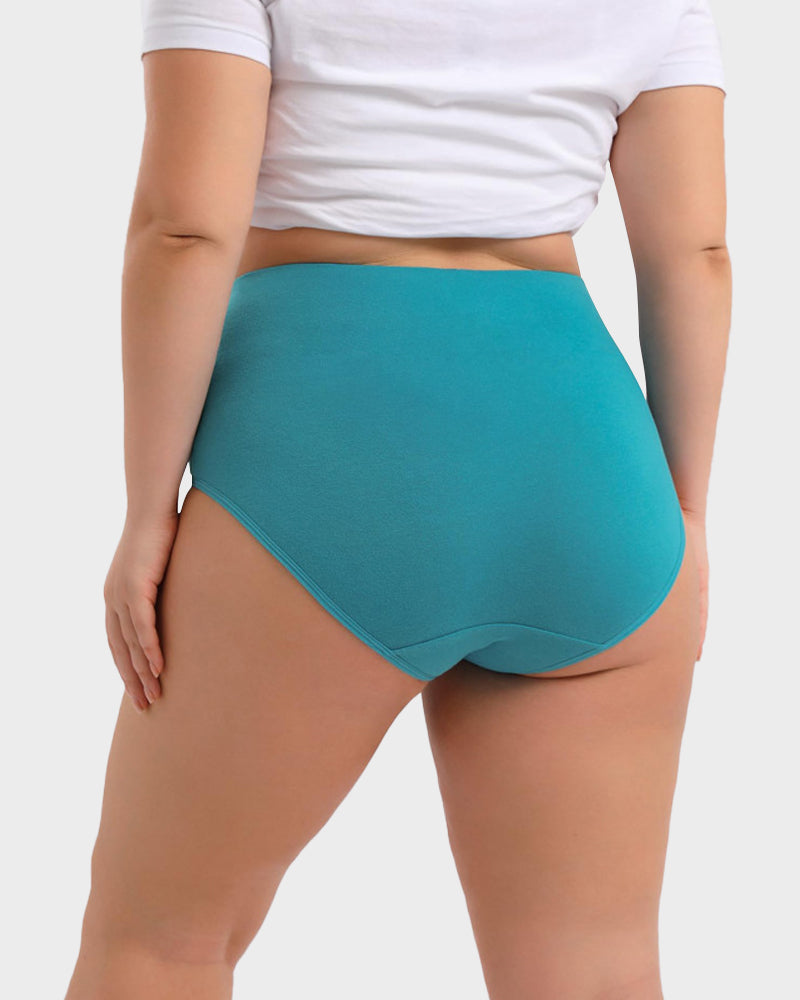 Women's Soft Cotton High-Waist Full Coverage Briefs Underwear 4-Pack