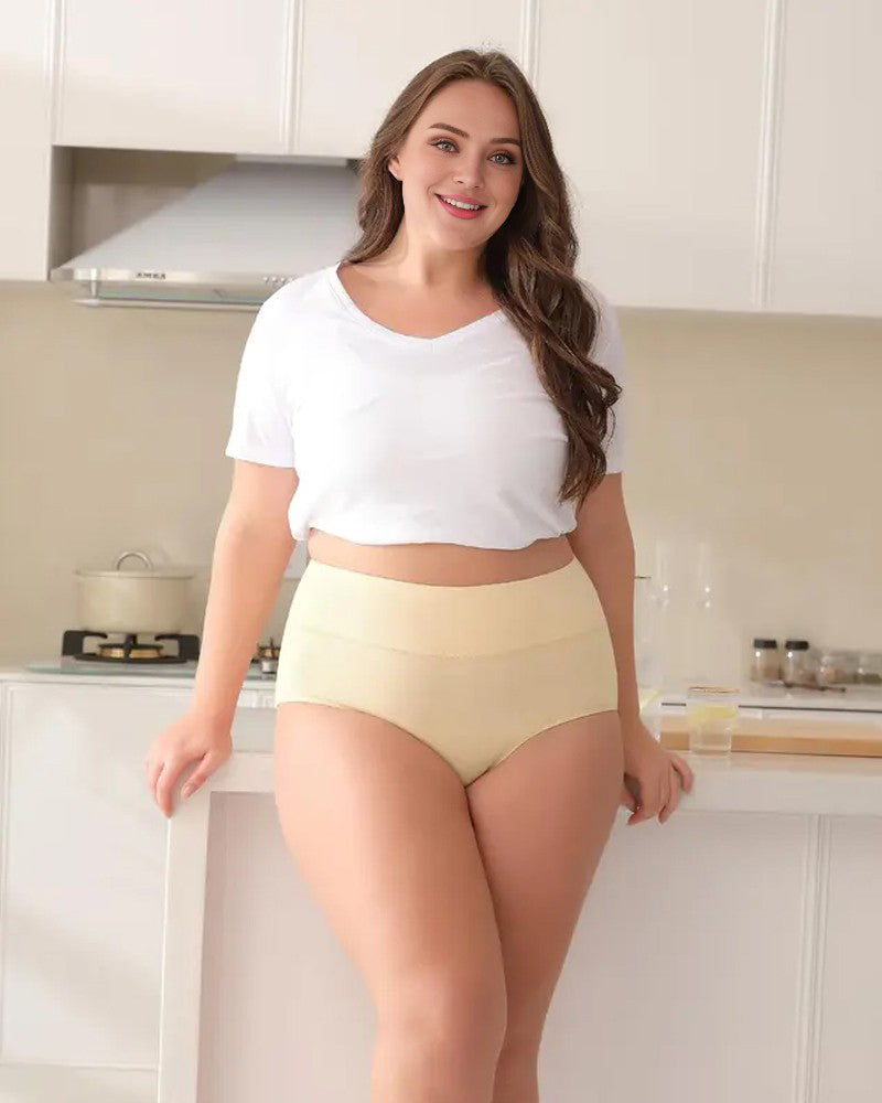 Women's Soft Cotton High-Waist Full Coverage Briefs Underwear 4-Pack