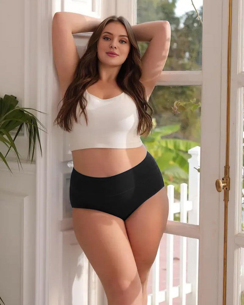 Women's Soft Cotton High-Waist Full Coverage Briefs Underwear 4-Pack