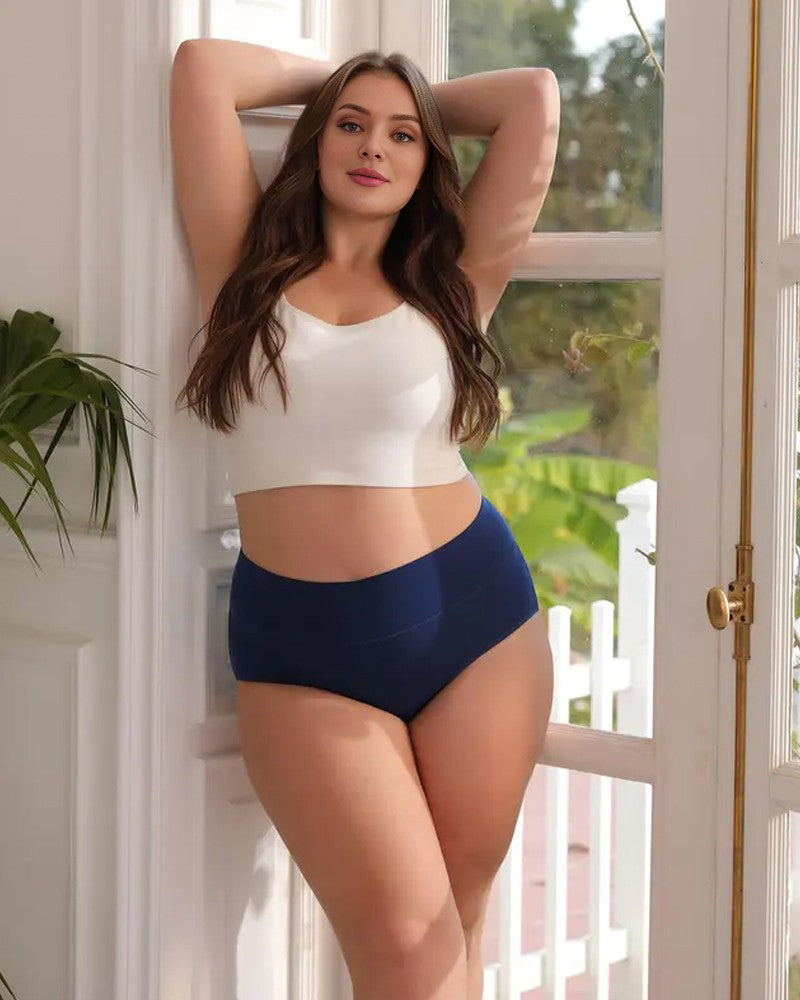 Women's Soft Cotton High-Waist Full Coverage Briefs Underwear 4-Pack
