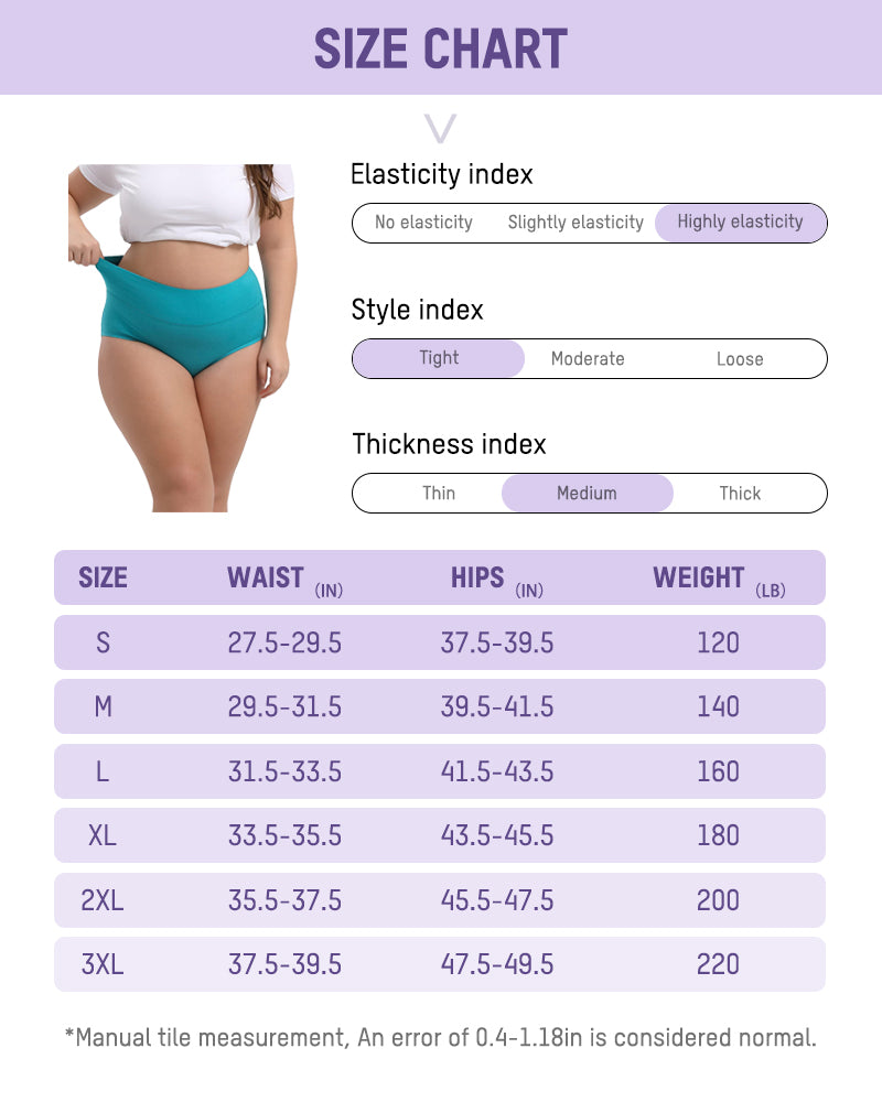 Women's Soft Cotton High-Waist Full Coverage Briefs Underwear 4-Pack