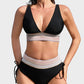Chic High Waisted Tummy Control Color Block Bikini Set for Women