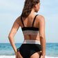 Chic High Waisted Tummy Control Color Block Bikini Set for Women