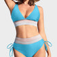 Chic High Waisted Tummy Control Color Block Bikini Set for Women