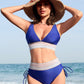 Chic High Waisted Tummy Control Color Block Bikini Set for Women