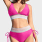 Chic High Waisted Tummy Control Color Block Bikini Set for Women