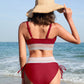 Chic High Waisted Tummy Control Color Block Bikini Set for Women