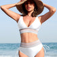 Chic High Waisted Tummy Control Color Block Bikini Set for Women