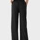 Cozy High Waisted Waffle Knit Wide Leg Pants with Functional Pockets