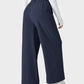 Cozy High Waisted Waffle Knit Wide Leg Pants with Functional Pockets